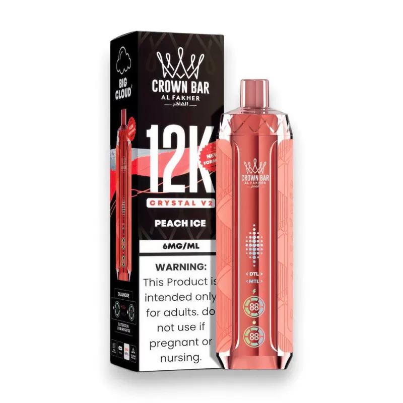 Peach Ice AL Fakher Crown Bar Crystal V2 Disposable 12000