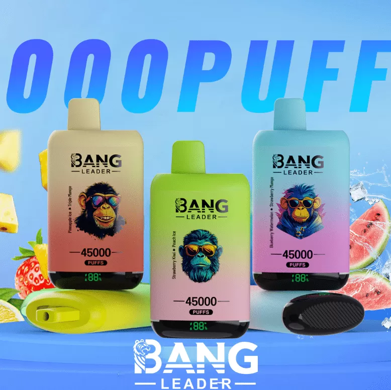 Bang Leader 45000 – 45K Puffs 0-5% Nicotine Dual Mesh Coils Disposable Vape - 45000 puffs; Vape Product, Vape Product; Blueberry Ice & Black Dragon Ice, Blueberry Ice & Strawberry Banana