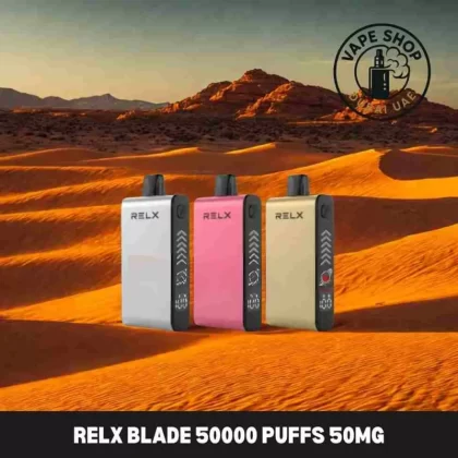 Relx blade 50000 puffs 50mg nicotine Buy in Dubai - Vape Product, BOX OF 10 PCS; Cappuccino, Cola Ice