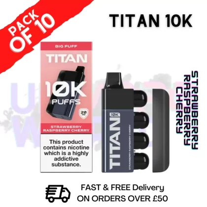 Straw Rasp Cherry – Titan 10K Prefilled Vape Kit Box Pack Of 10
