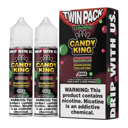 CANDY KING BubbleGum Collection - Strawberry Watermelon - 120ML E-Liquid (2x60mL Twin Pack) - 0MG