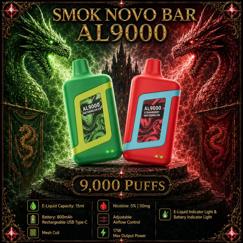 Smok Novo Bar AL9000 - Gold Tobacco (BLK Series) / Orange Peach