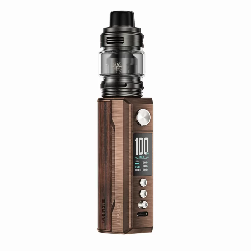 VOOPOO Drag M100S Uforce-L 100W Starter Kit - Antique Brass & Padauk, Black & Darkwood (BADB54) - Image 2