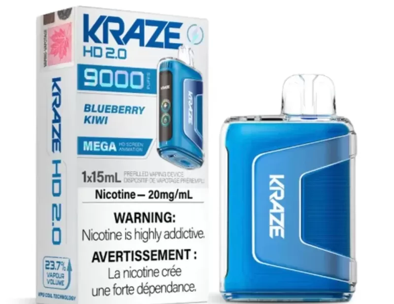 Kraze HD 2.0 Disposable Vape – 9000 Puffs – Blueberry Kiwi - Eliquidsupply