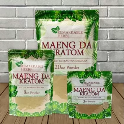 Remarkable Herbs MAENG DA Kratom Powder Red Vein - weight#3oz>8oz>20oz