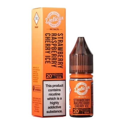 Strawberry Raspberry Cherry Ice Nic Salt E-Liquid by Deliciu - Product Strength#10mg>20mg