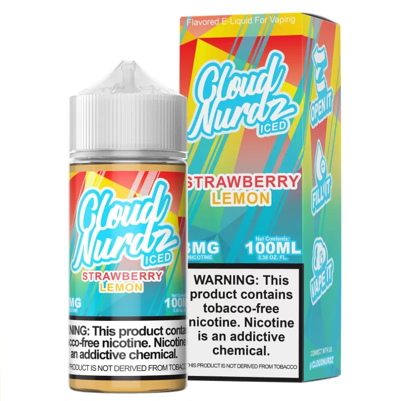 Cloud Nurdz TFN Premium E-Liquid 100ml - ICED Peach Blue Raspberry / 0mg - Image 2