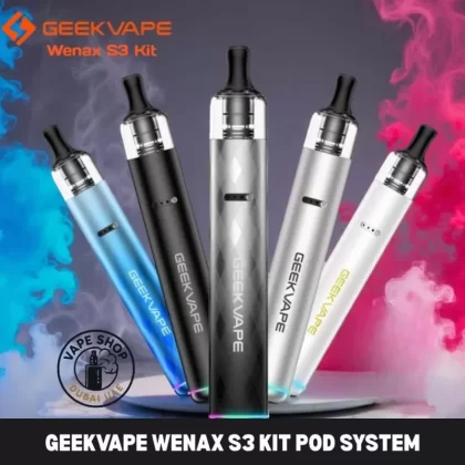 GEEKVAPE Wenax S3 ( Stylus 3 ) Kit 1100mAh Pod System 18W Vape Kit Starter Kit in Dubai, UAE - Classic Black, Texture Dark