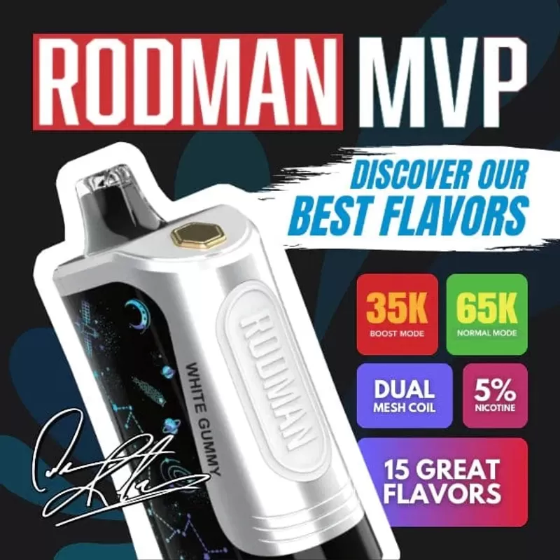 Rodman MVP 65K Ice Control Disposable Vape (5%, 65000 Puffs) - Blue Razzberry, Blue Razzberry* (DEE7EA) - Image 2