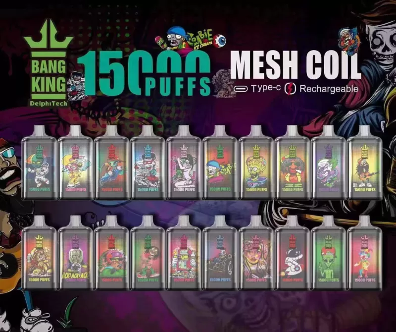 Bang King 15000 Puffs | 0%-5% strength, 25mL, 650mAh, airflow control, bulk disposable vape - Aiviouvapes
