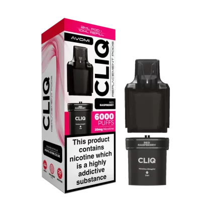 Red Raspberry Avomi Cliq 6000 Refill Pack - 20mg - Vape Product (DCD66A)