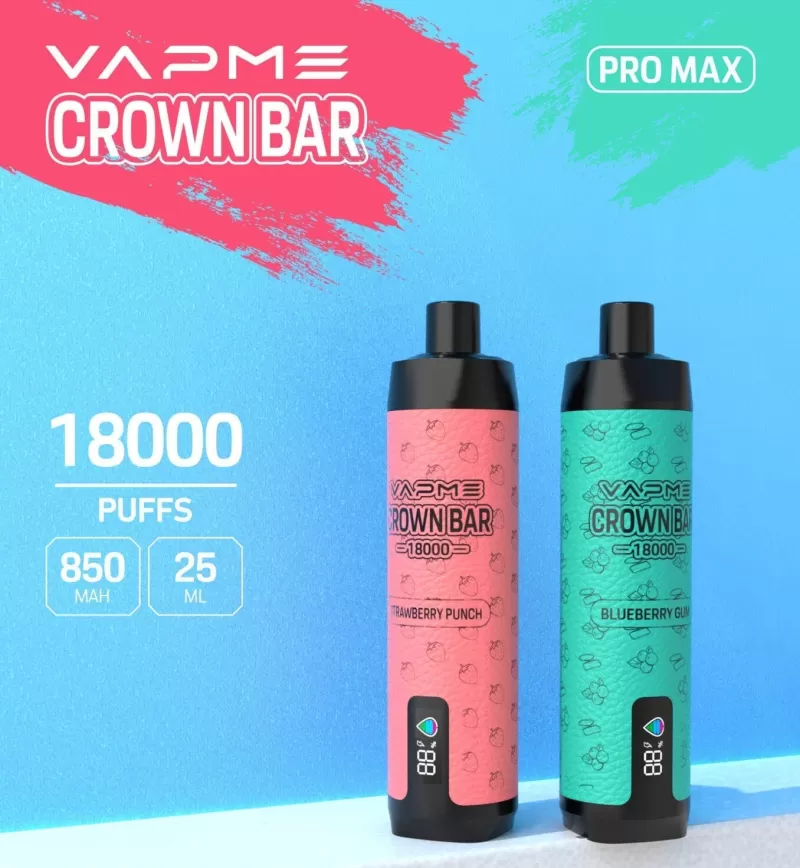 VAPME CROWN BAR 18000 Puffs | 2%-5% strength, 25mL, RGB light, bulk disposable vape - Aiviouvapes