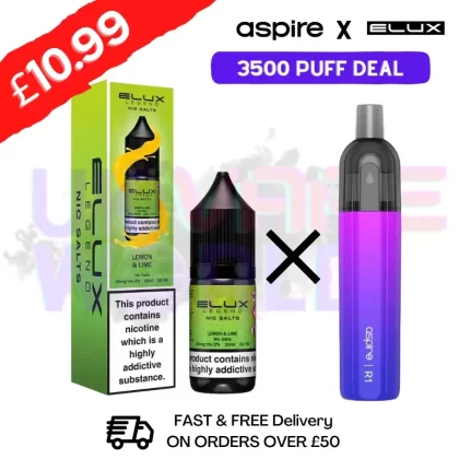 Lemon Lime (NEW) ELUX LEGEND Salt 3500puff x Aspire Disposble Kit